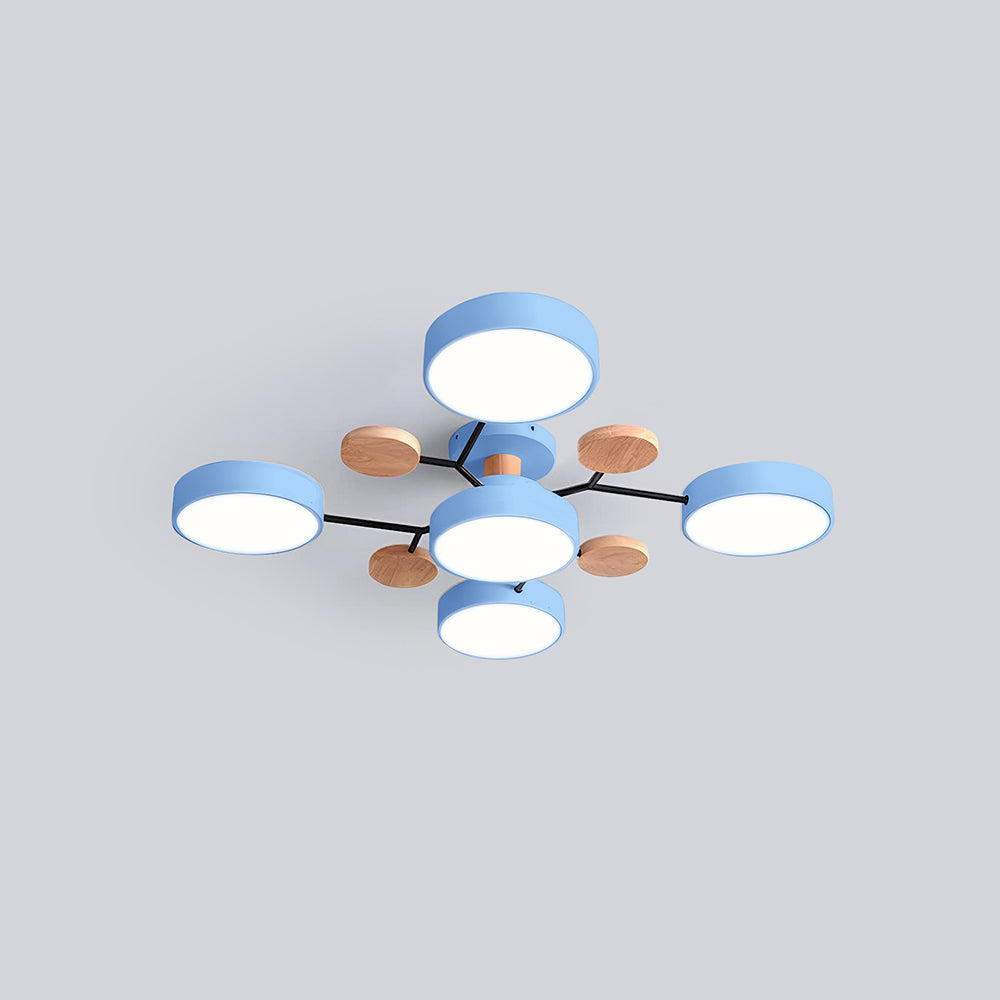 Nutida Rund Järn LED Semi-Flush Kandelaber Carvallo