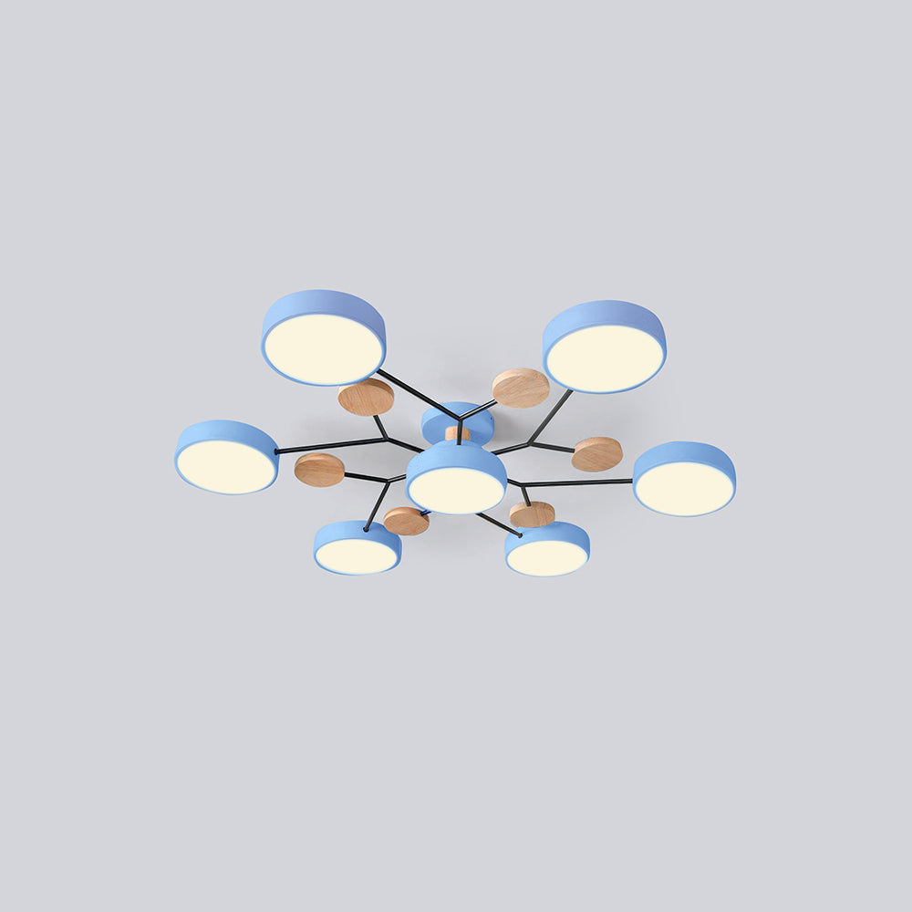 Nutida Rund Järn LED Semi-Flush Kandelaber Carvallo