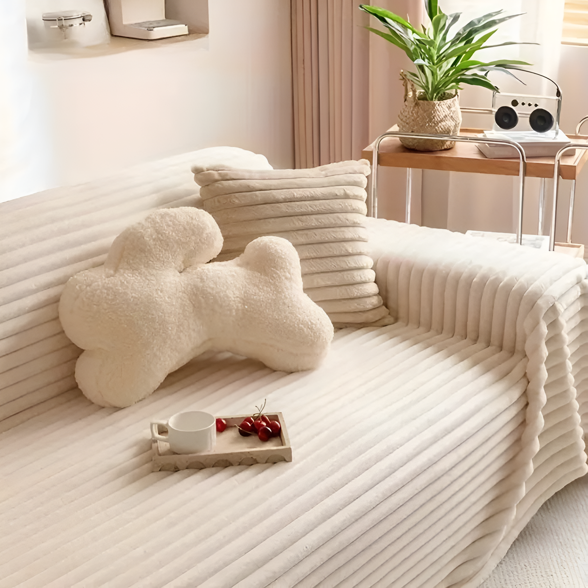 Plush Randig Varm Sofföverdrag Carvallo