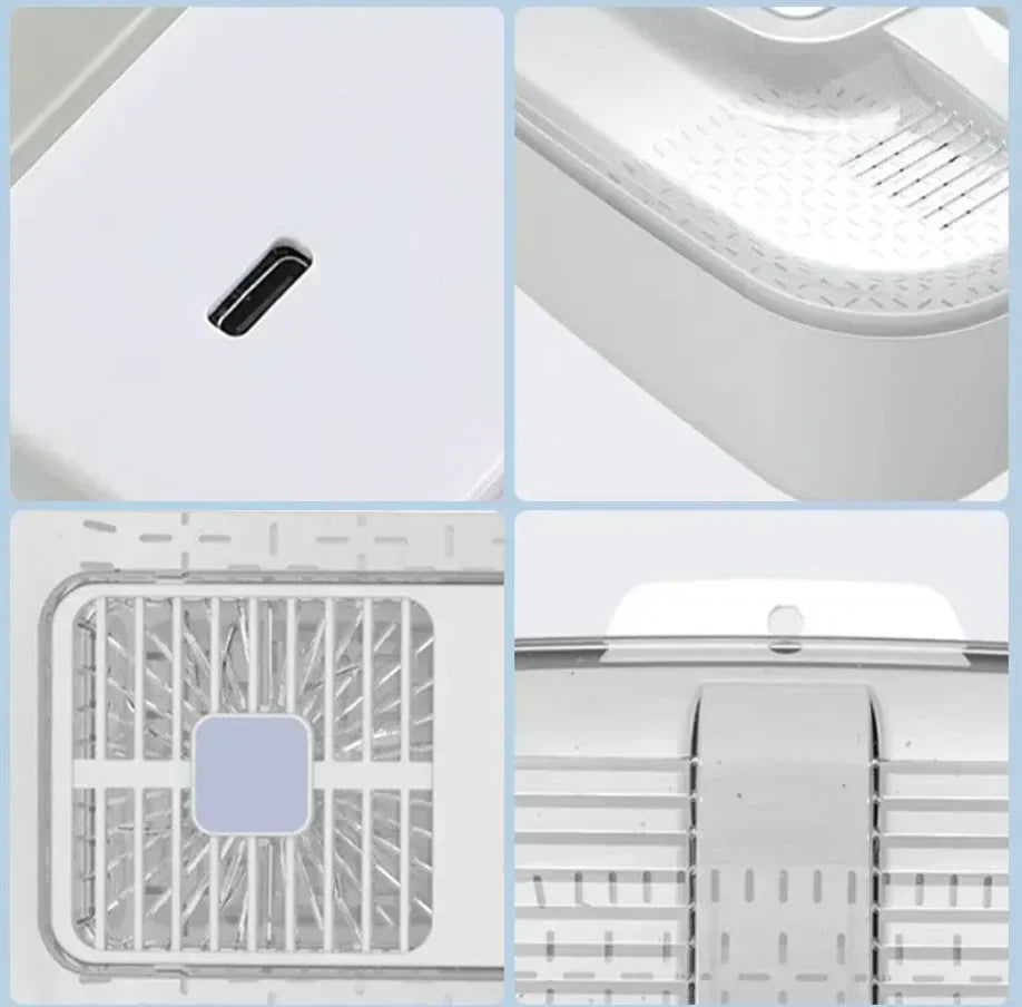 Multifunktionell Frukt- och Grönsaksrengöringsbox – Automatisk Rengörare med Avtappningskorg och Förvaringslock Carvallo