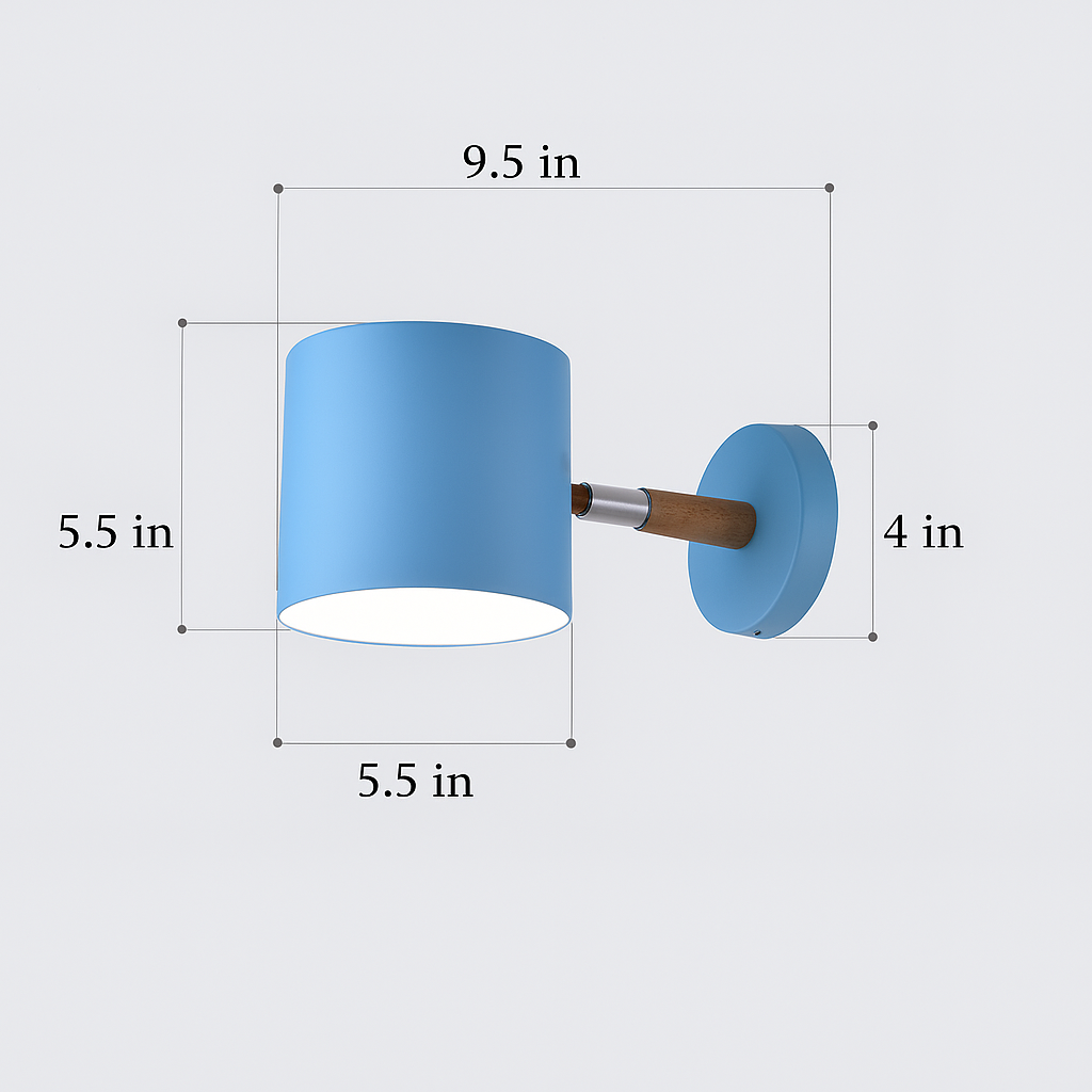 Skandinavisk Vägglampa | Justerbar 90° Ljus | Trä & Pastell Metall | Modern Sängkammartillbehör Carvallo