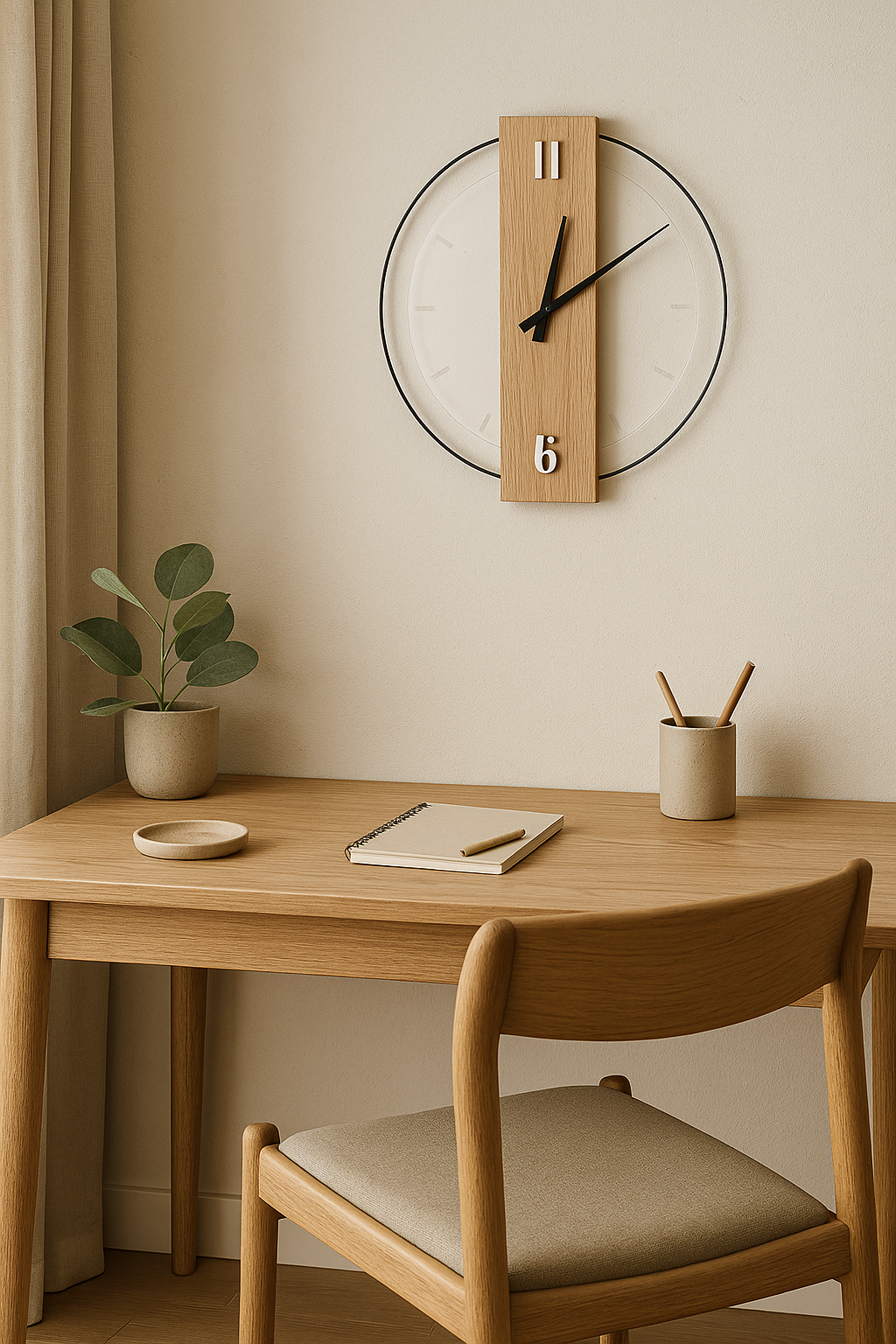 Silent Oak Väggklocka | 12–14″ | Minimalistisk Träverk Carvallo
