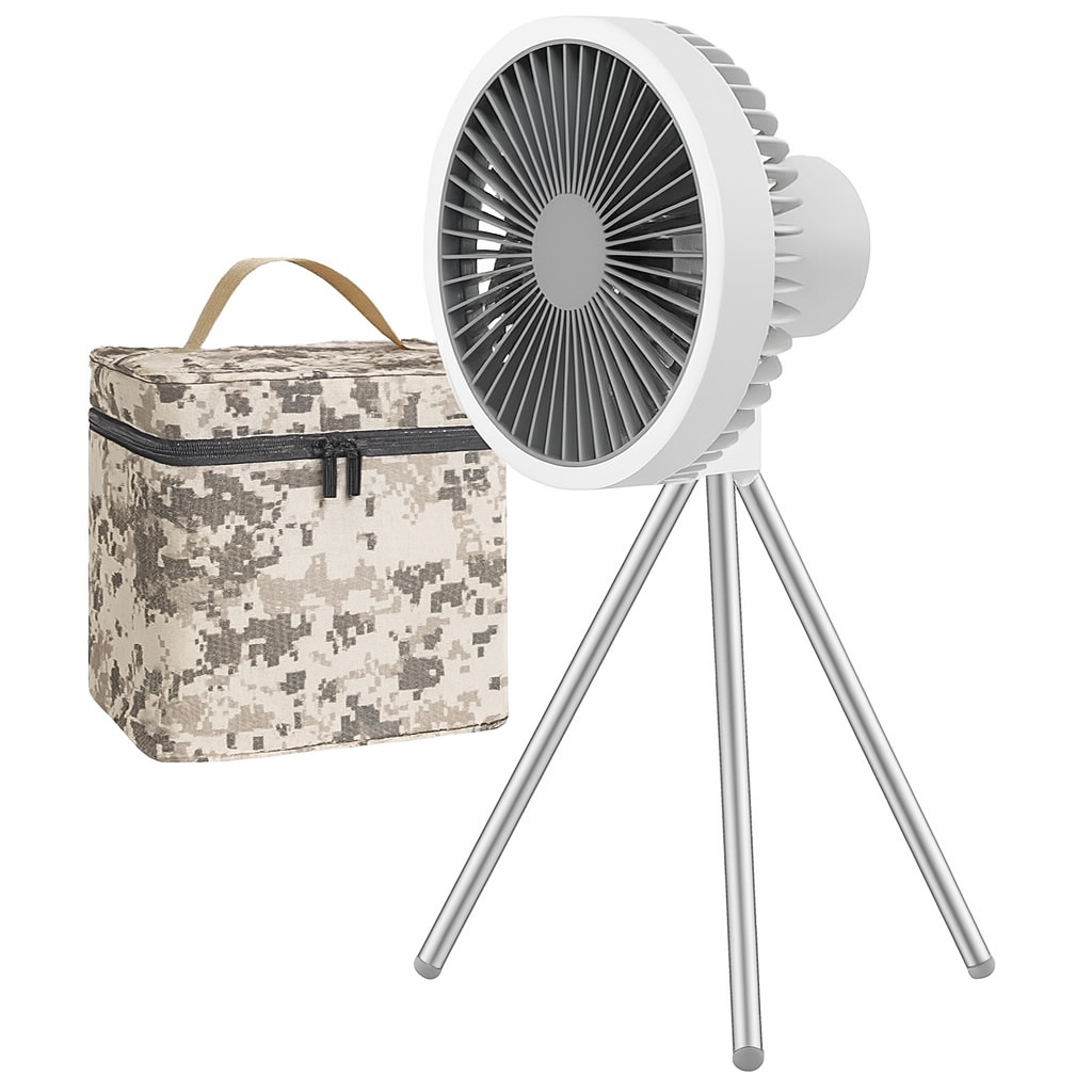 Royallure Bärbar Campingfläkt 10000mAh Uppladdningsbar med LED-lampa & Power Bank Carvallo