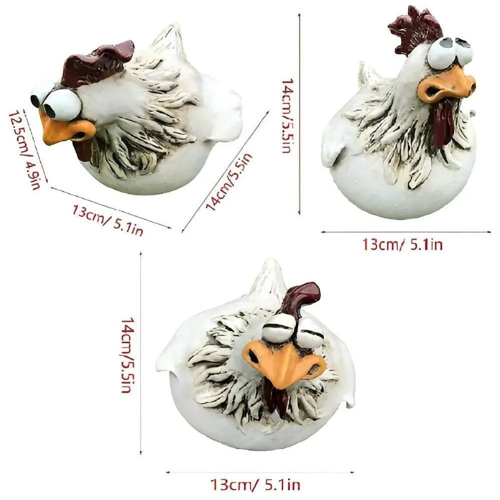 ChickChuckle Skulpturer - Keramiska hönsfigurer för trädgård och staket Carvallo