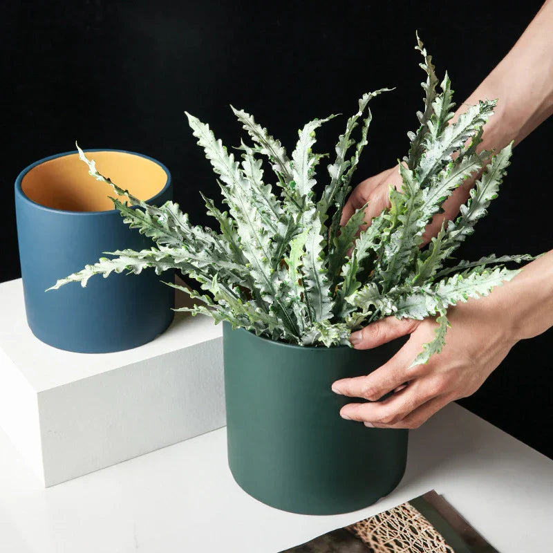 Carvallo – Lyxig Rund Keramisk Blomkruka med Handglaserad Elegans Carvallo