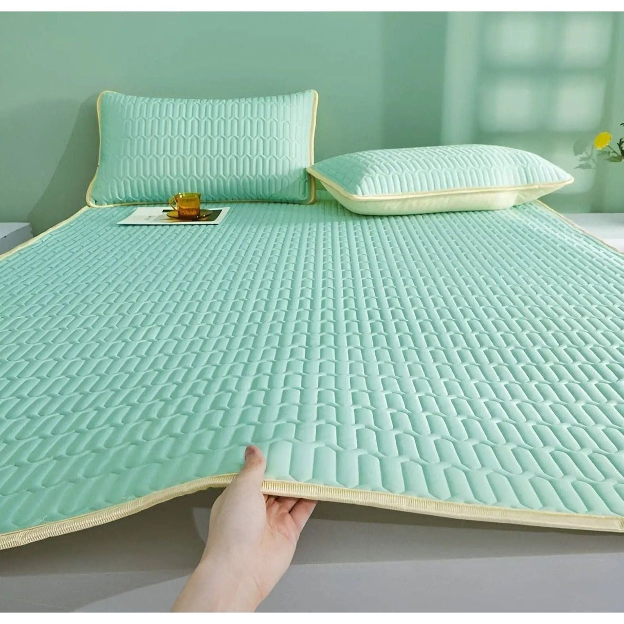 CoolDream Set - Latex Kylmadrass Set med Kuddöverdrag Carvallo