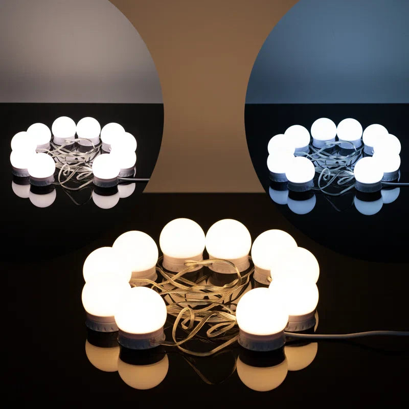 RoyaleGlow LED Makeup Mirror Lights – Dimbar & Justerbar 3-Färgers Sminkbelysning Carvallo
