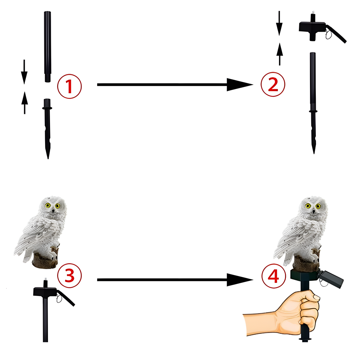 OwlGlow Lampa - Solcellsdriven Uggla LED Lampa Trädgårdsdekoration Ljus Carvallo