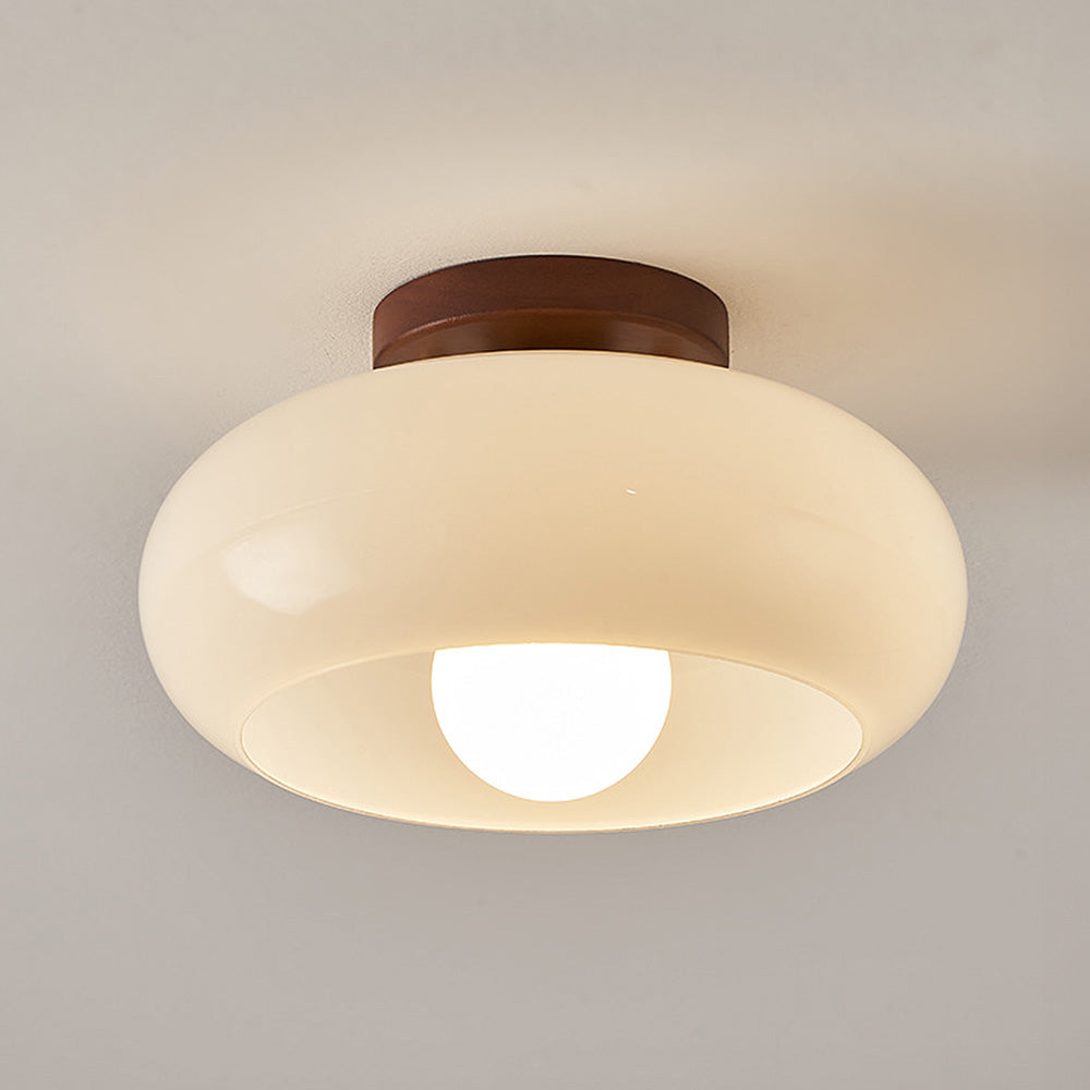 Hallway Ceiling Lamp Featuring Crystal and Natural Wood Carvallo
