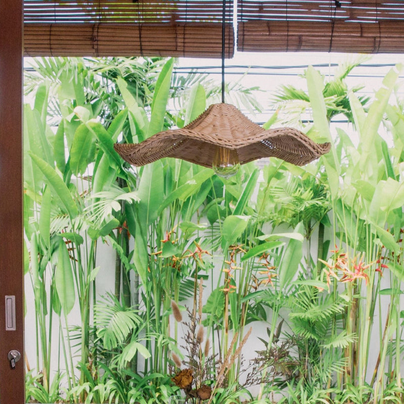 Boho Wicker Rattan Lampa i Lantstil Carvallo