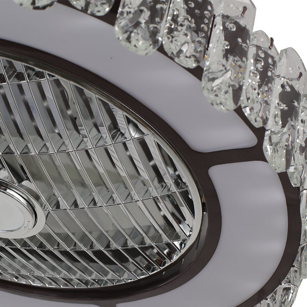 Stilren Rund Crystal LED Takmonterad Takfläkt Lampa Carvallo