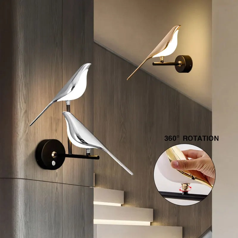 WingSpan - Fågel Vägglampa 360° roterbar – Stilig och Lekfull Belysning för Hemmet Carvallo