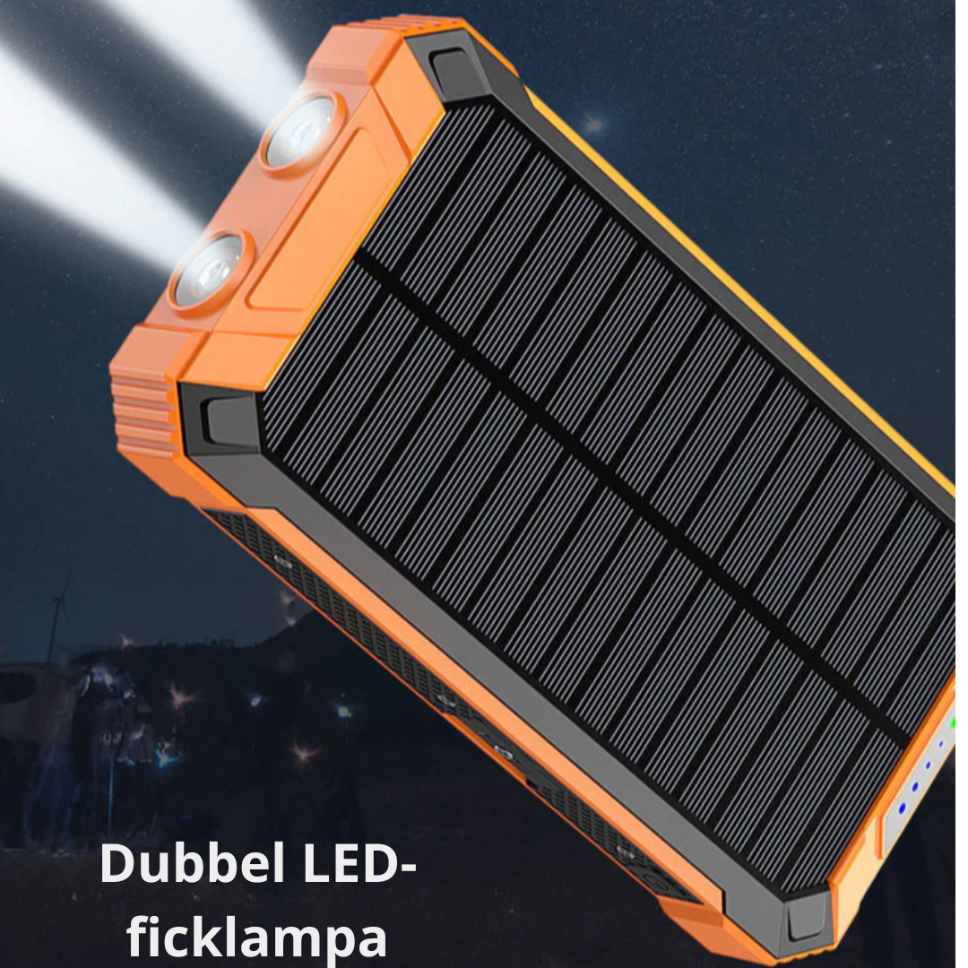 Solcells-Powerbank med dubbel laddning (USB och solcell)-VaruZ-Hemnix