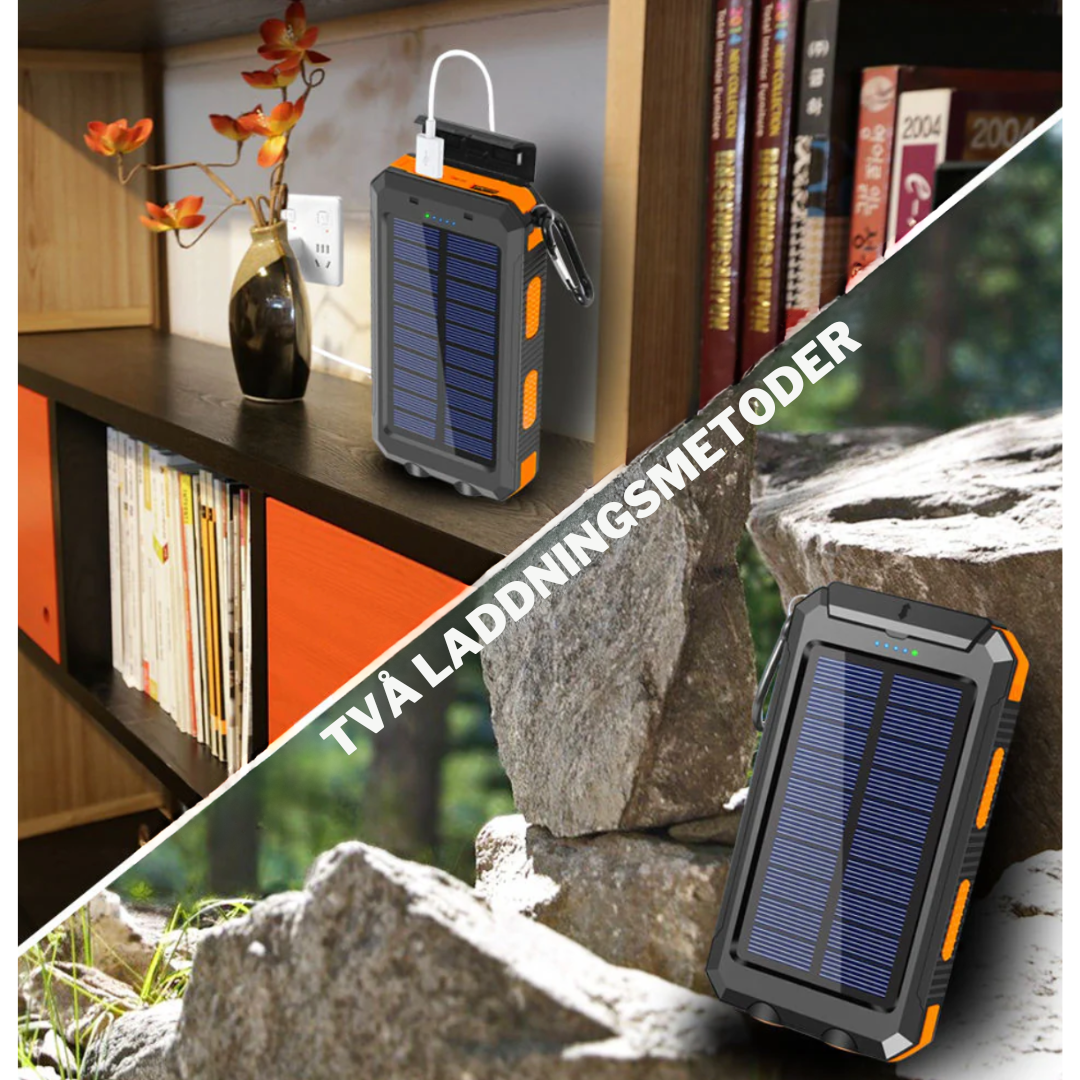 Solcells-Powerbank med dubbel laddning (USB och solcell)-VaruZ-Hemnix