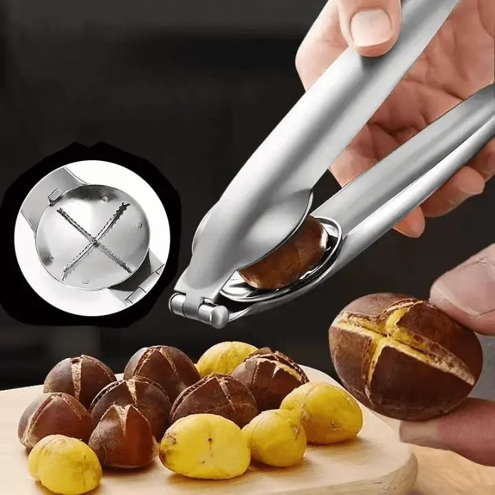 NutMaster - Premium kastanjeöppnare – Enkel skalskärare i rostfritt stål MILA Sverige