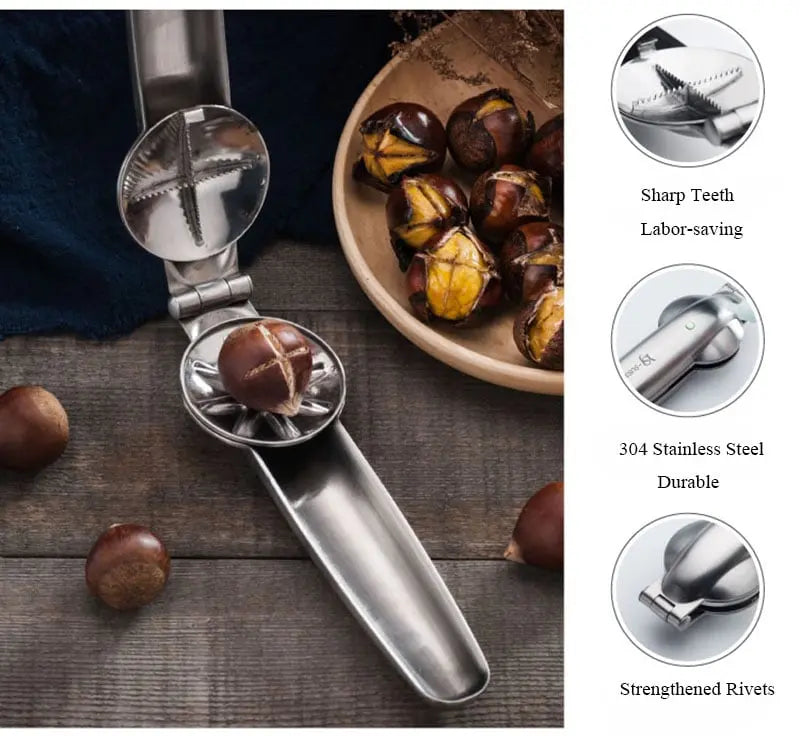 NutMaster - Premium kastanjeöppnare – Enkel skalskärare i rostfritt stål MILA Sverige
