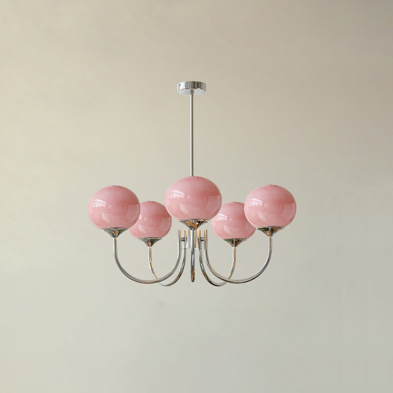Edinbourgh Pendellampa - Elegant design med guldfinish och rosa glaskupor Carvallo
