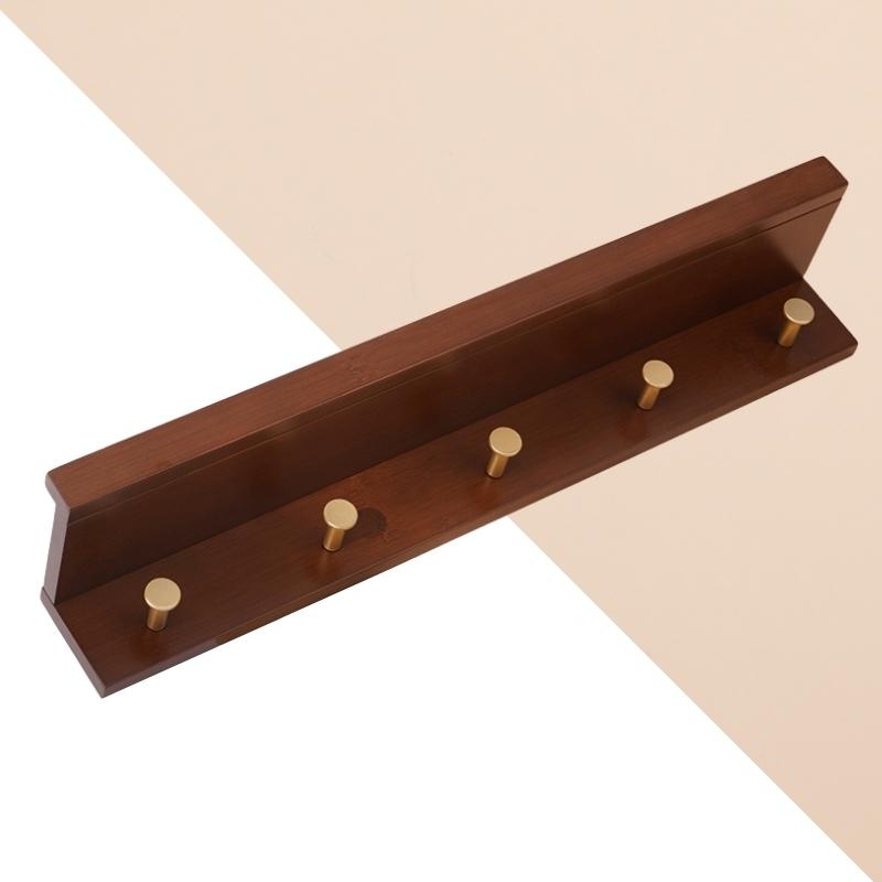 Stilig Vägghylla med Guldkrokar | Klädhängare | 2-5 Kroks Entréorganiseringshylla | Brick by Brick Carvallo