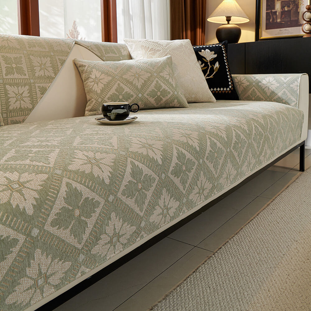 Fransk Elegans Chenille Mjuk Andningsbar Sofföverdrag 4 Säsonger Carvallo