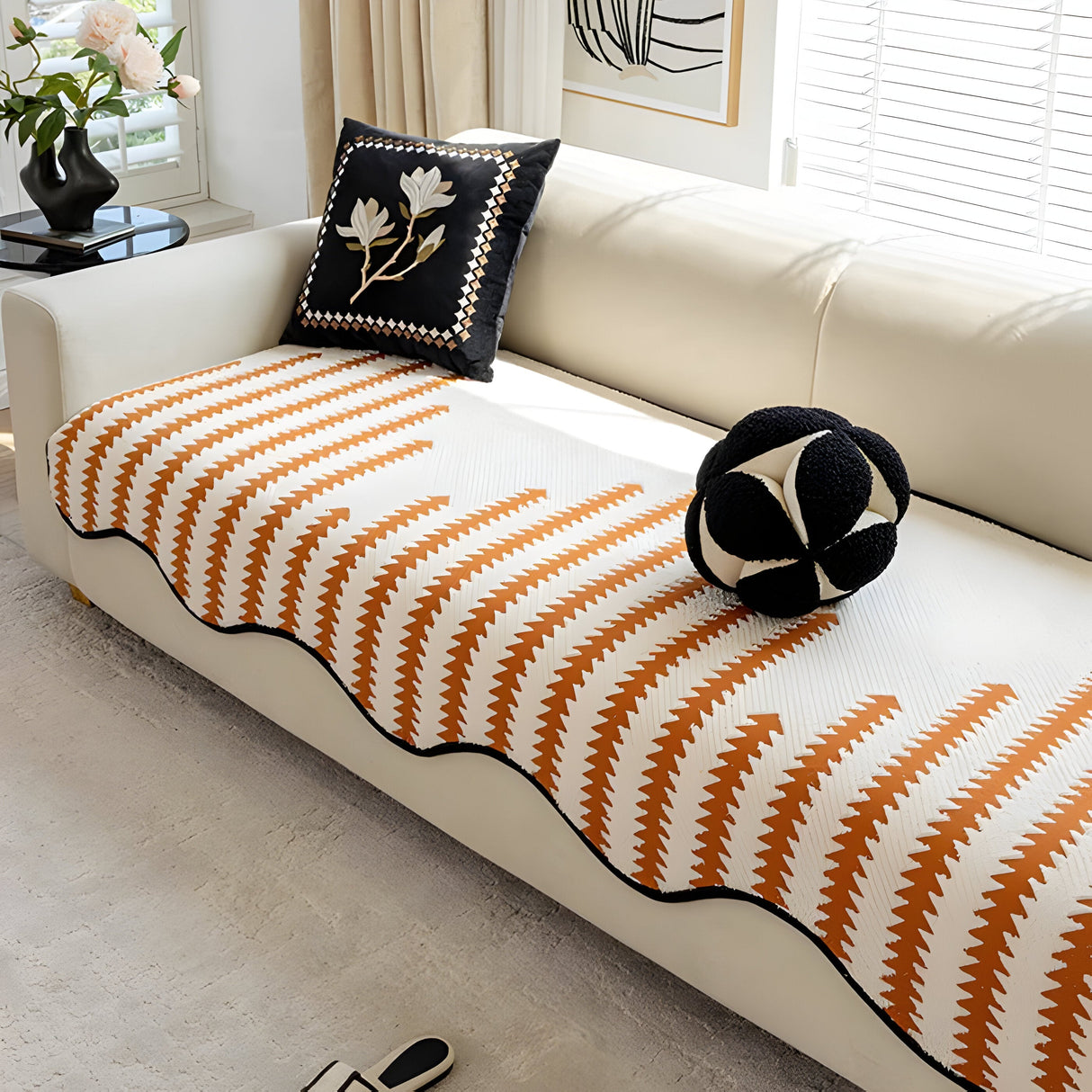 ArtiLounge Täckning - Modern Chevron Rand Chenille Sofföverdrag Carvallo