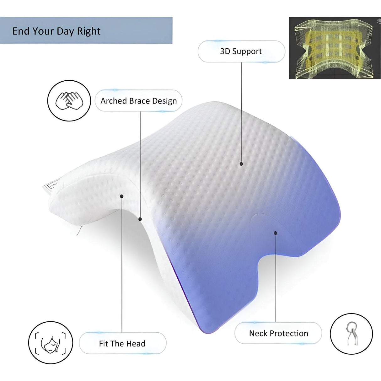 FeatherDream Kudde - Böjd U-formad Ortopedisk Memory-skum Handkudde Carvallo