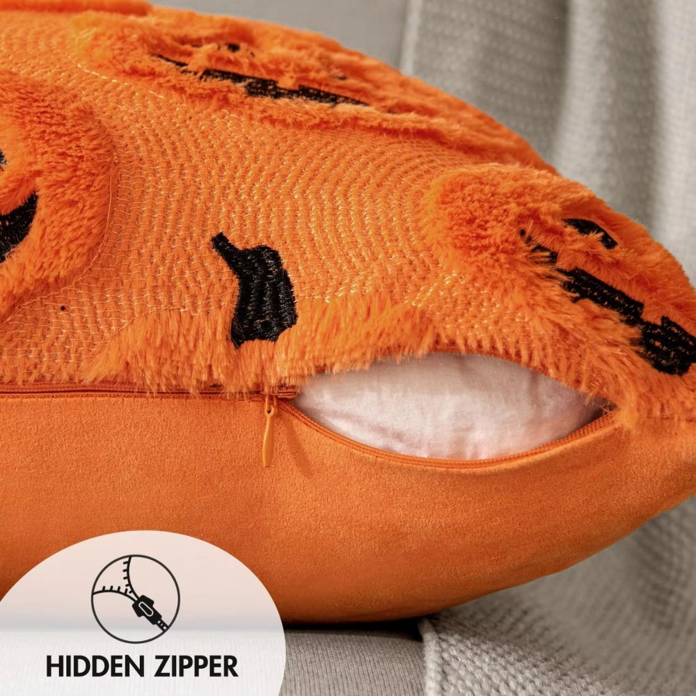 Mysigt örngott i konstfleece med pumpa – Kuddfodral för festligt Halloween-inredning MILA Sverige