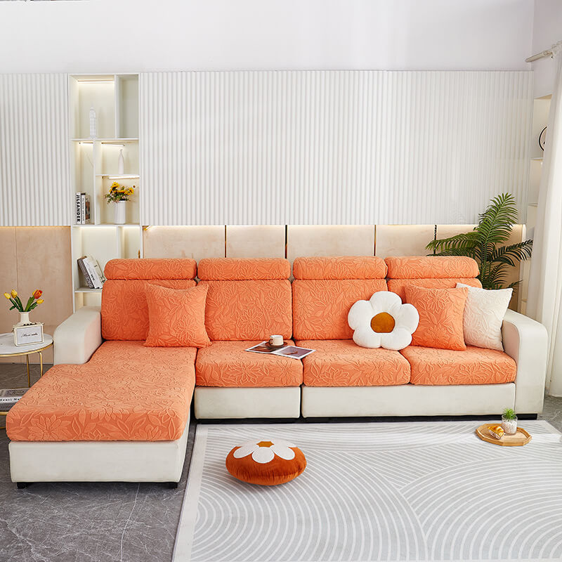 Blommig Sammet Stretch Hela Wrap Soffskydd Sofföverdrag Carvallo