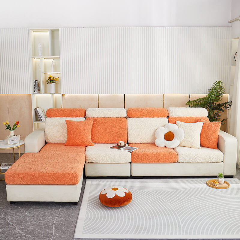 Blommig Sammet Stretch Hela Wrap Soffskydd Sofföverdrag Carvallo