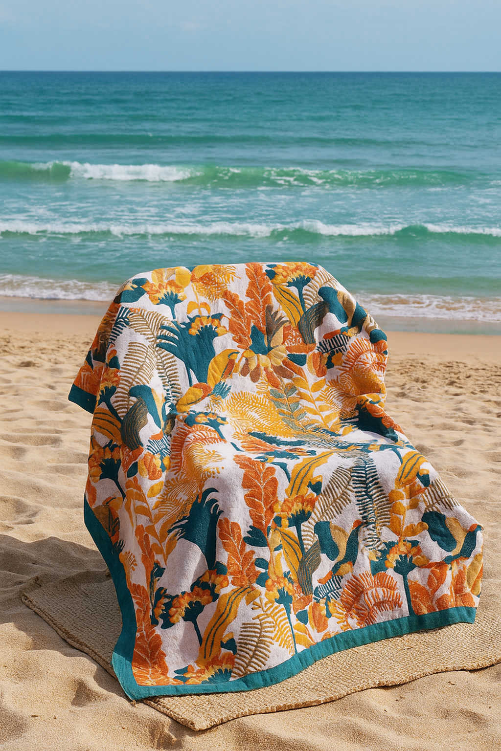 Blommfågel Bomull Vändbar Strandbadhandduk Carvallo