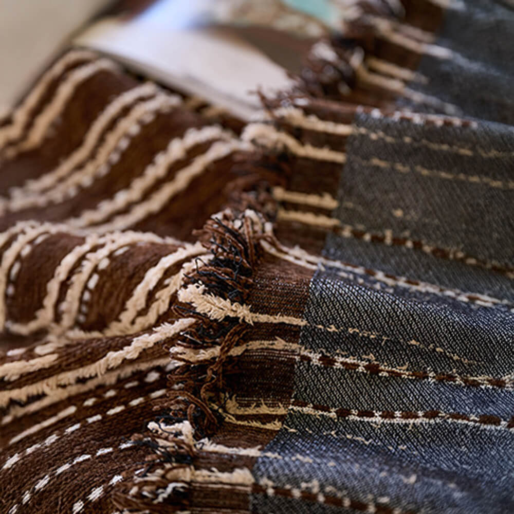 Årsbädd Striped Tassels Chenille Hållbar Sofföverdrag Carvallo