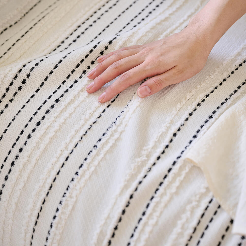 Årsbädd Striped Tassels Chenille Hållbar Sofföverdrag Carvallo