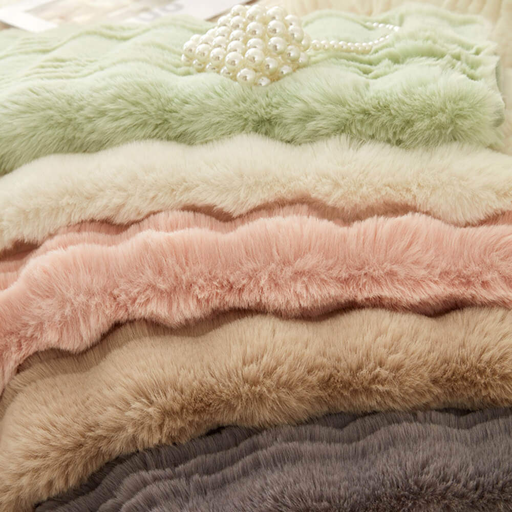Modern Bekväm Falsk Kaninpäls Anti-Slip Soffa Täcke Carvallo