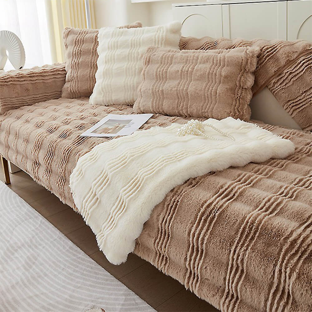 Modern Bekväm Falsk Kaninpäls Anti-Slip Soffa Täcke Carvallo