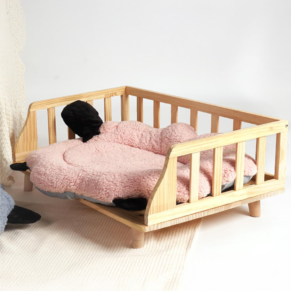 Fårformad Plush Pet Bed Mysig Lekfull Ultra-Mjuk Bomull Sammet Carvallo