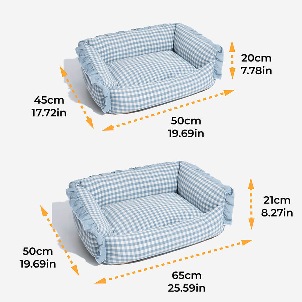 Mjukt Bomull Rutig Husdjurssäng Mysig Andas Lätt att Rengöra Carvallo