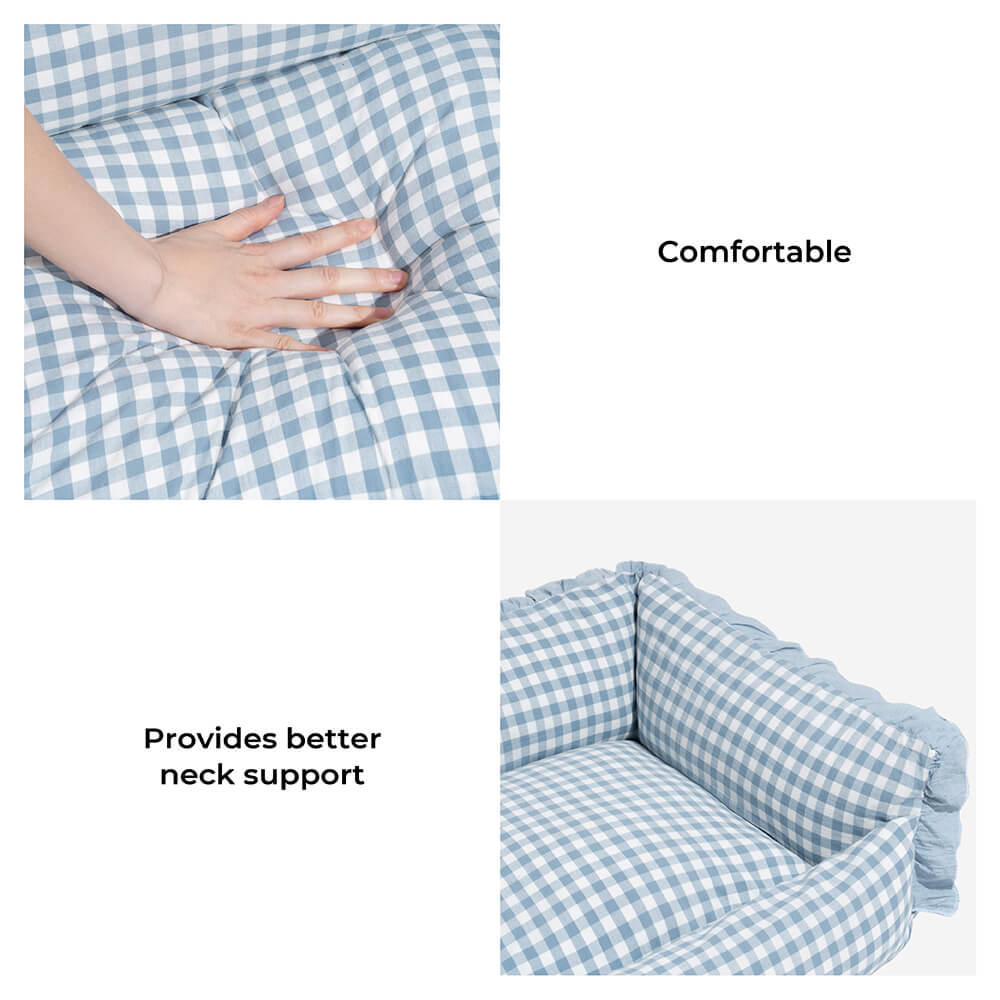 Mjukt Bomull Rutig Husdjurssäng Mysig Andas Lätt att Rengöra Carvallo