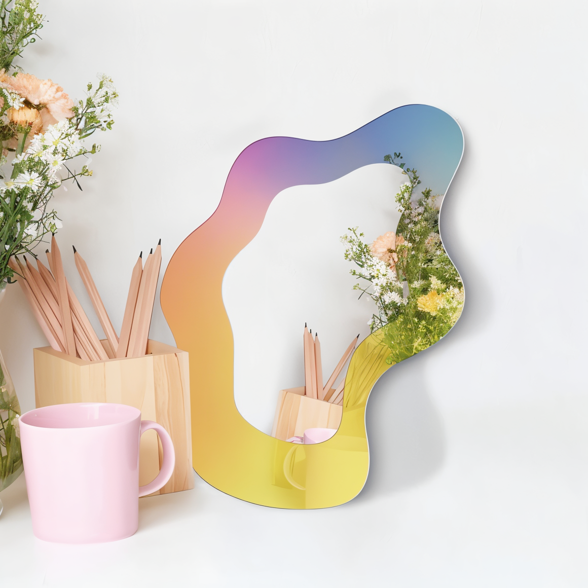 Geometrisk akryl spegel – Stilren, ramfri väggspegel med självhäftande baksidan Carvallo