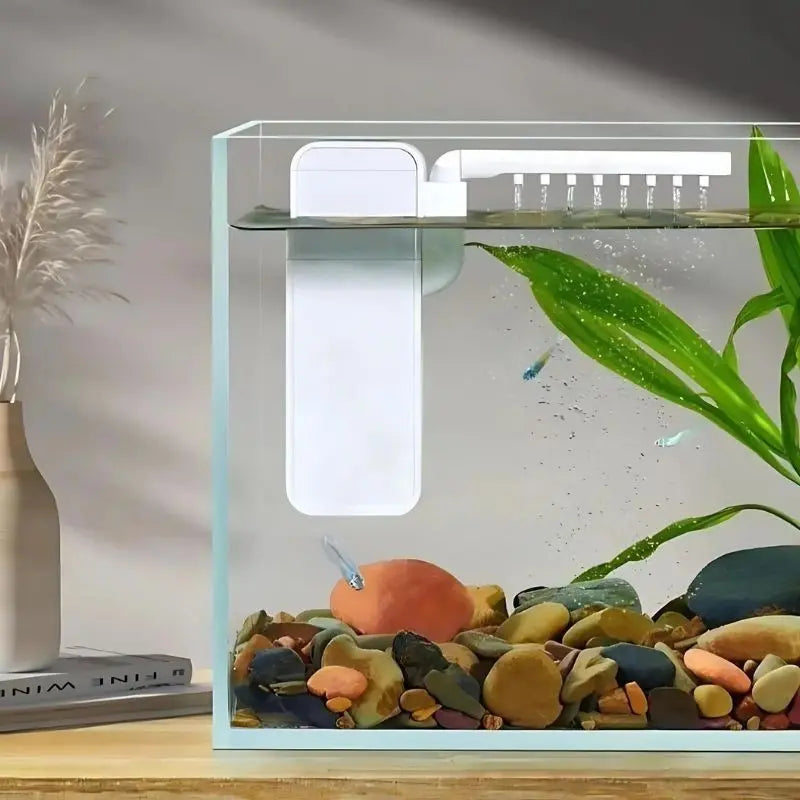 AquaWhisper – Tyst mini-dränkbart akvariefilter med justerbart flöde MILA Sverige