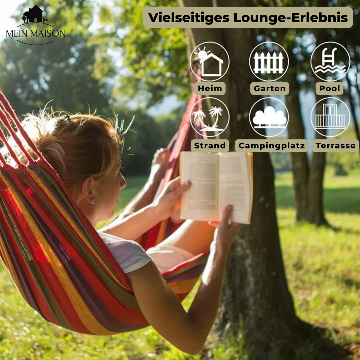 Carvallo Hängematta | Robust Canvas | Anti-glid-design | Bärförmåga 200 kg Carvallo