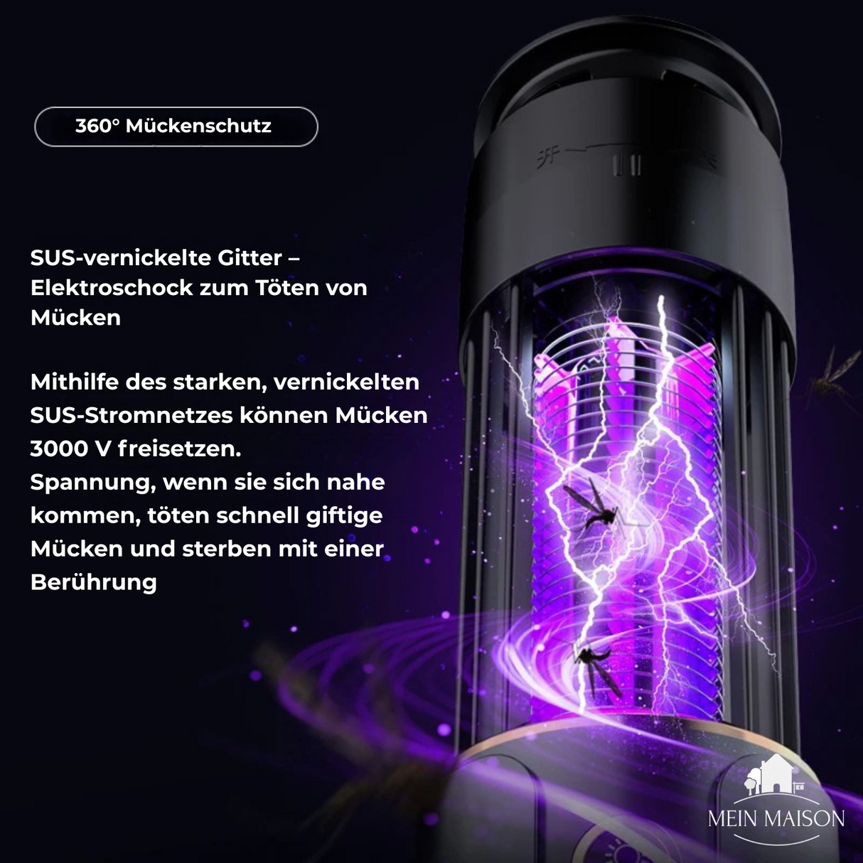 Carvallo Elektrisk mygglampa | USB uppladdningsbar | Tyst & kemikaliefri | Insektsdödare för inomhus & utomhus Carvallo