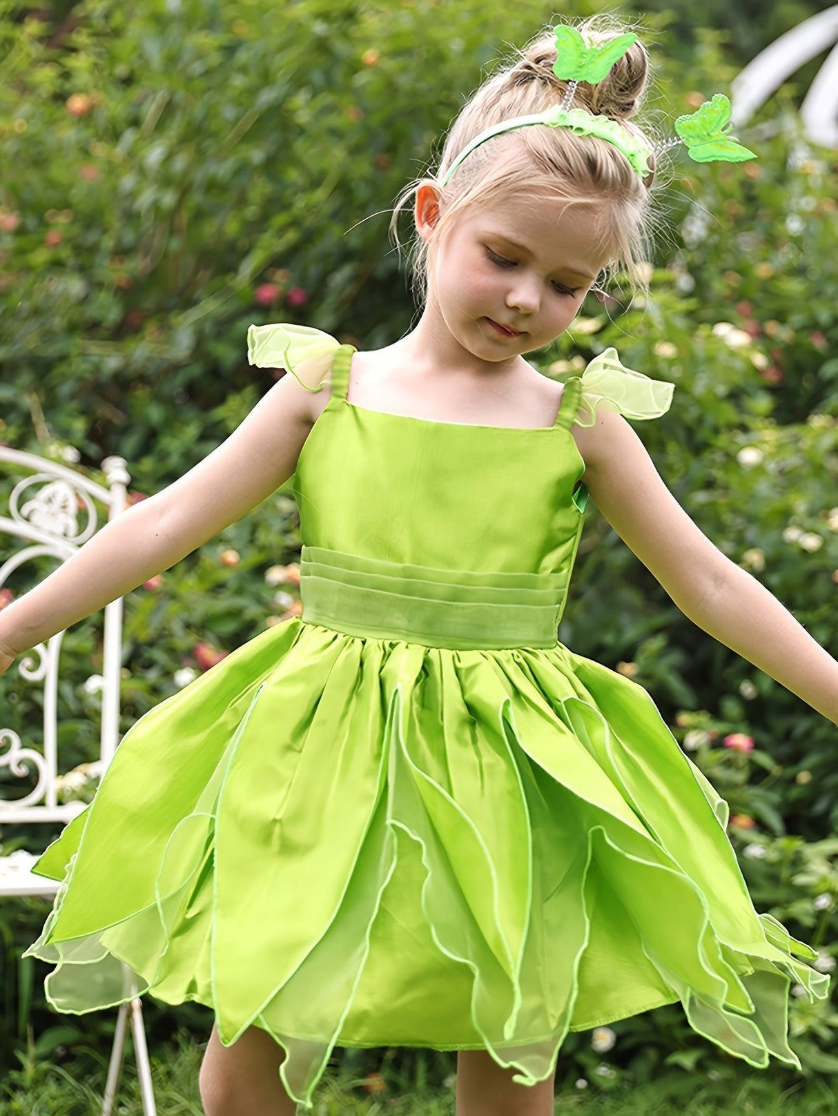 Magisk älvkostym för flickor – Ärmlös Halloween-outfit med glittrande vingar MILA Sverige