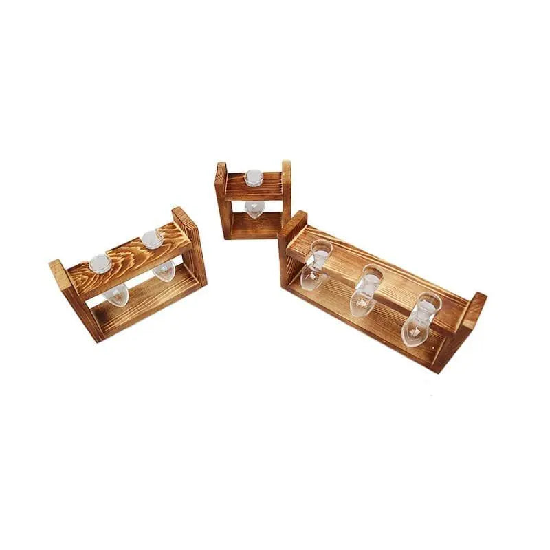 Carvallo – Elegant Glas Förökning Vasen med Träbas för Grön Inspiration Carvallo