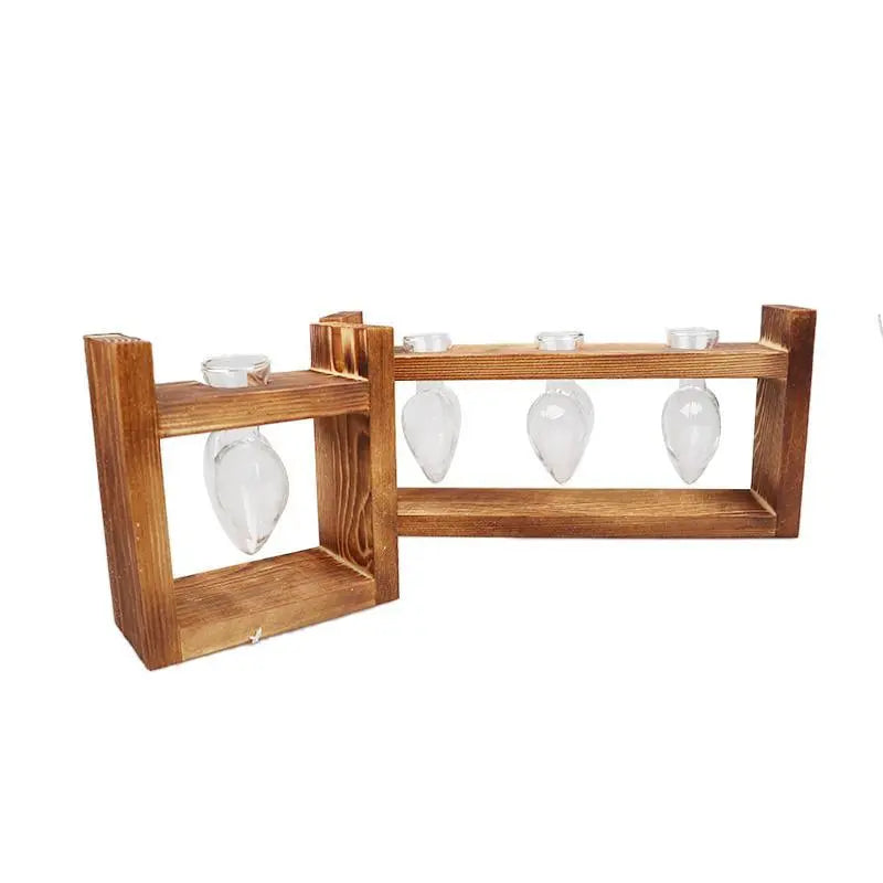 Carvallo – Elegant Glas Förökning Vasen med Träbas för Grön Inspiration Carvallo