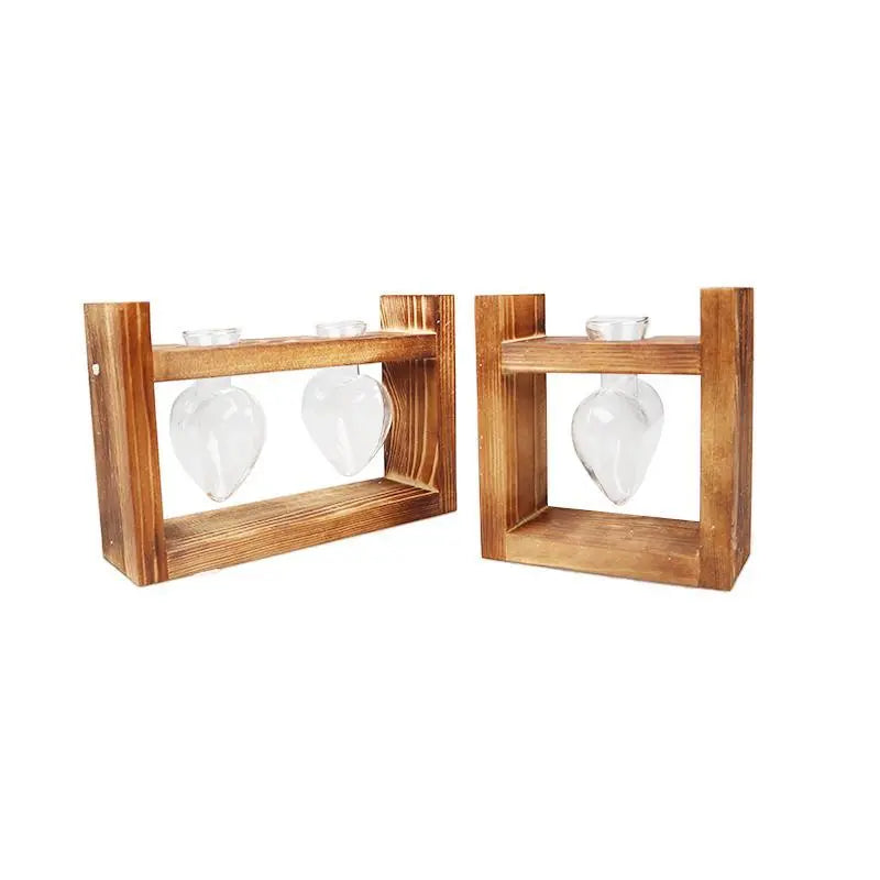 Carvallo – Elegant Glas Förökning Vasen med Träbas för Grön Inspiration Carvallo