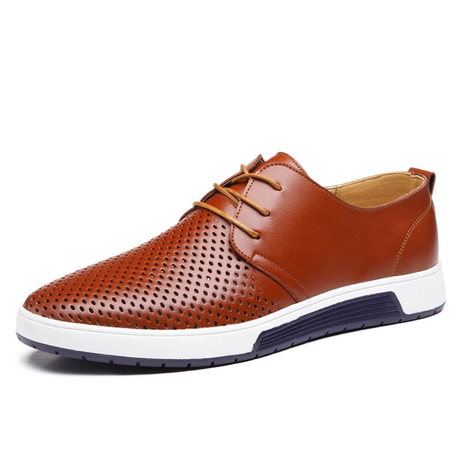 Oxford Läder Casual Skor-Shoes for Men-Bellasverige-Brun perforering-38-Hemnix