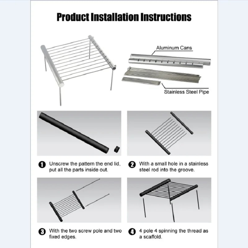 Carvallo Pocket Bärbar BBQ-Grill i rostfritt stål | Fällbar & kompakt | För 3–5 personer | 30 × 27,5 × 15,5 cm Carvallo