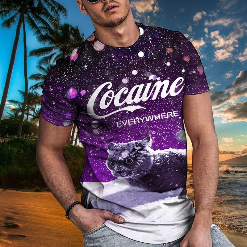 Katt Kokain överallt Skjorta-Clothes for Men-Hemnix-Lila-XS-Hemnix