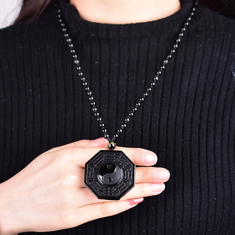 Obsidian Yin Yang Necklace Bellasverige