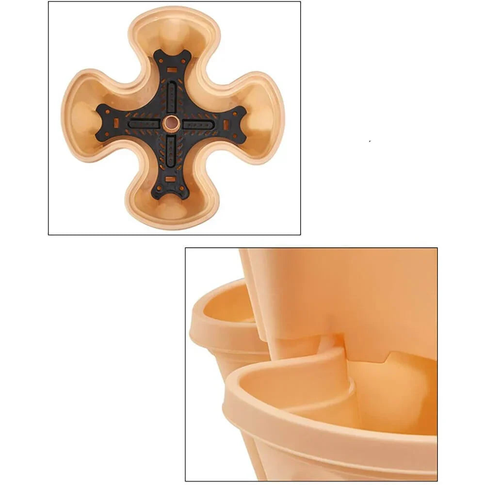 Platsbesparande stapelbara växtkrukor – Vertikalt växtsystem med hjul Carvallo