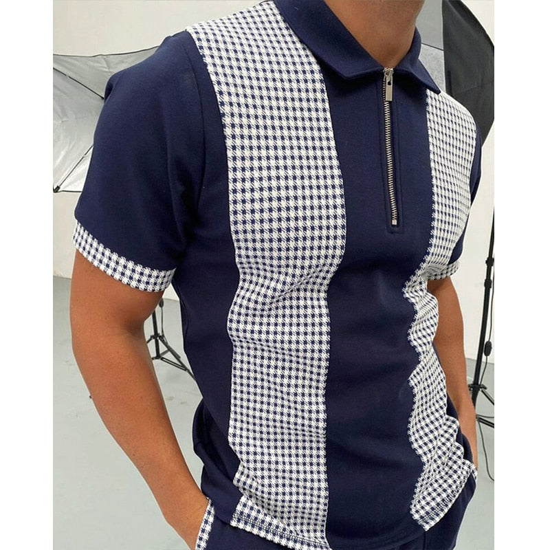 Summer Zip Shirt-Clothes for Men-Hemnix-Blå Rutig-M-Hemnix